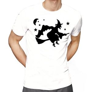 FLYING WITCH NIGHT MEN'S HALLOWEEN T-SHIRT